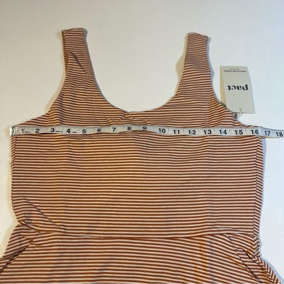 NWT Pact Organic Cotton Blend Tie Back Fit & Flare Dress In Shell Stripe - Picture 4 of 15